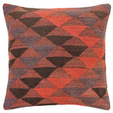 handmade Traditional Pillow Red Brown Hand-Woven SQUARE 100% WOOL Hand woven turkish pillow2' x 2'